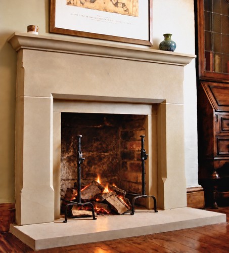 Natural stone fireplace - stone,