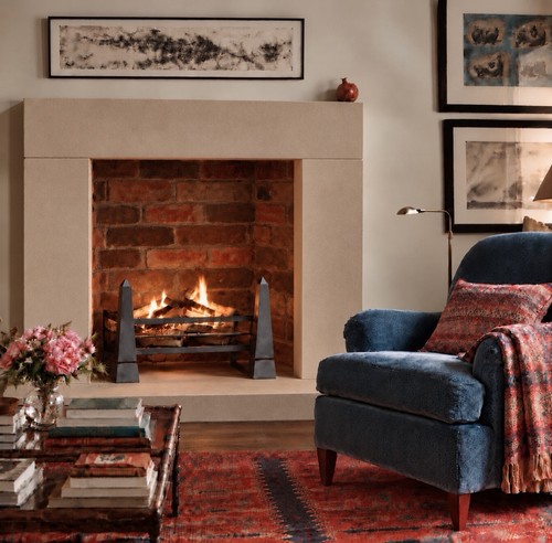 Natural stone fireplace - stone,