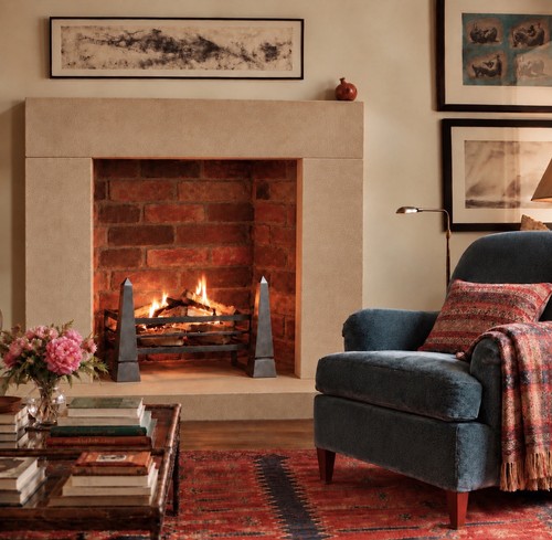 Natural stone fireplace - natural,